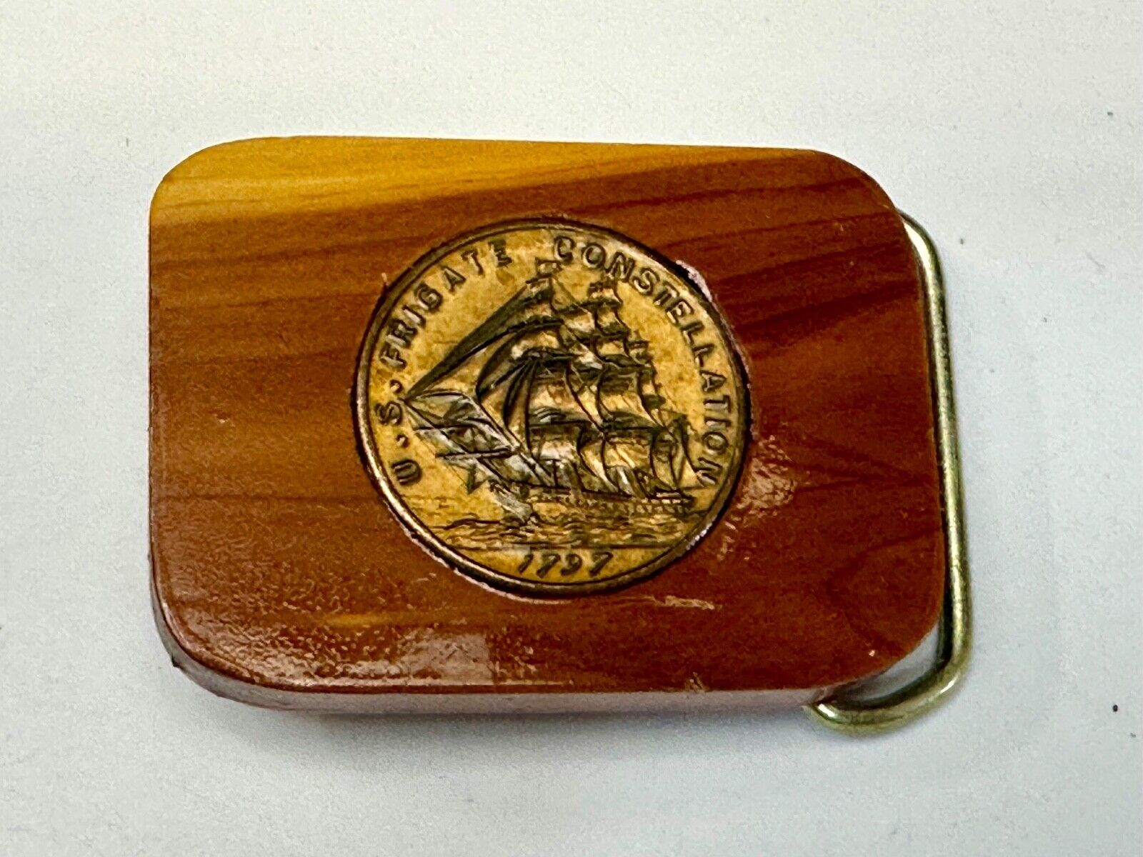 1797 USS Frigate Constellation Medal custom artisan inland to wood Belt Buckle