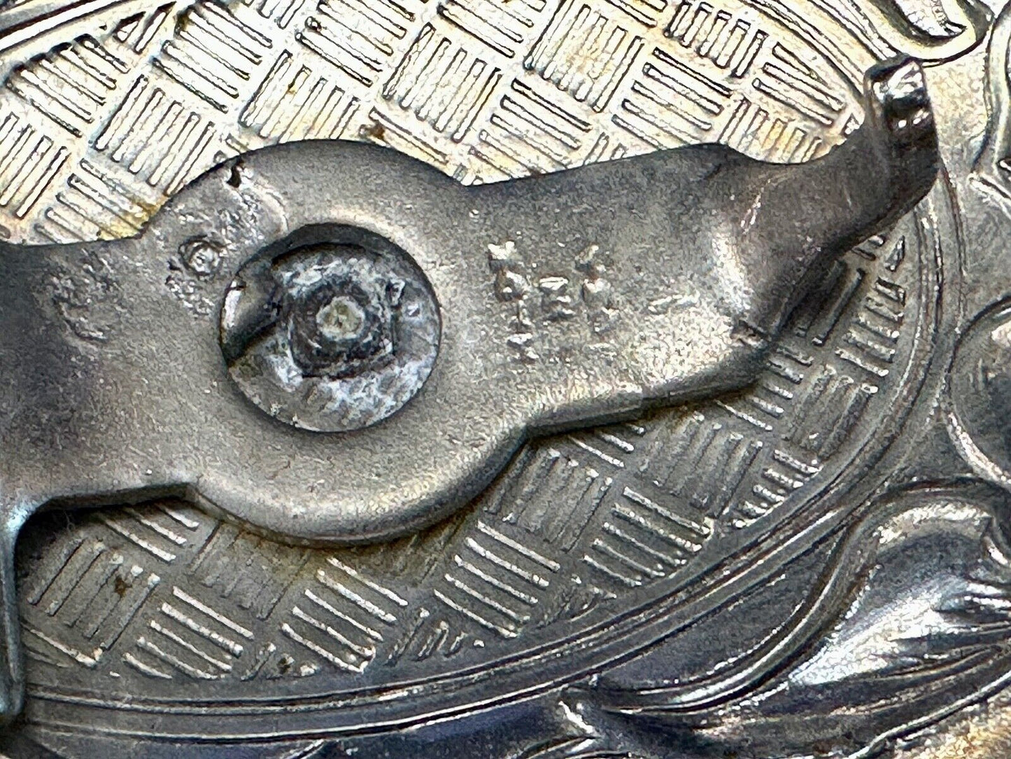 Vintage horse head two tone oval USA made belt buckle