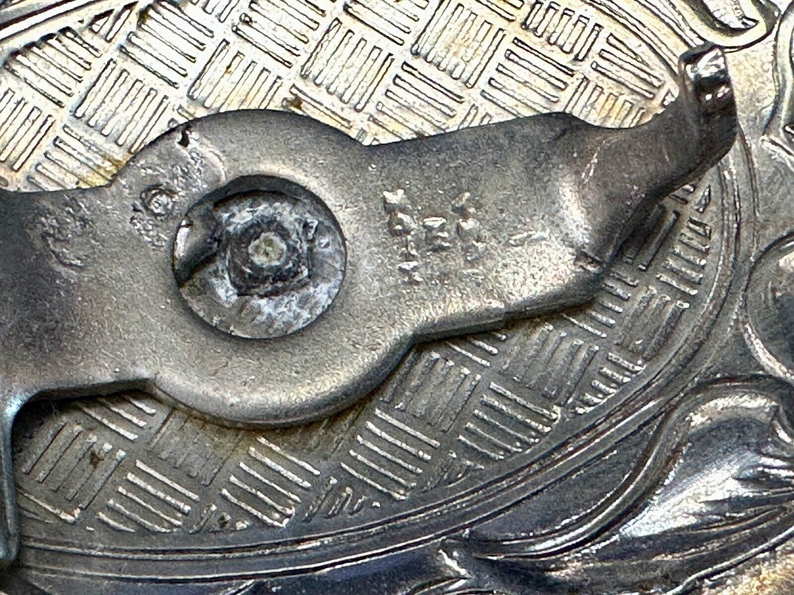 Vintage horse head two tone oval USA made belt buckle