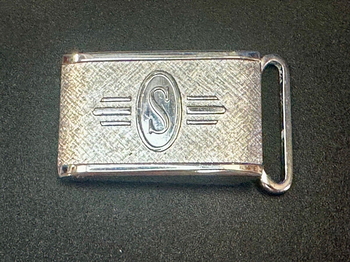 Art Deco Nuevo Letter S Initial Monogram Belt Buckle signed Paris