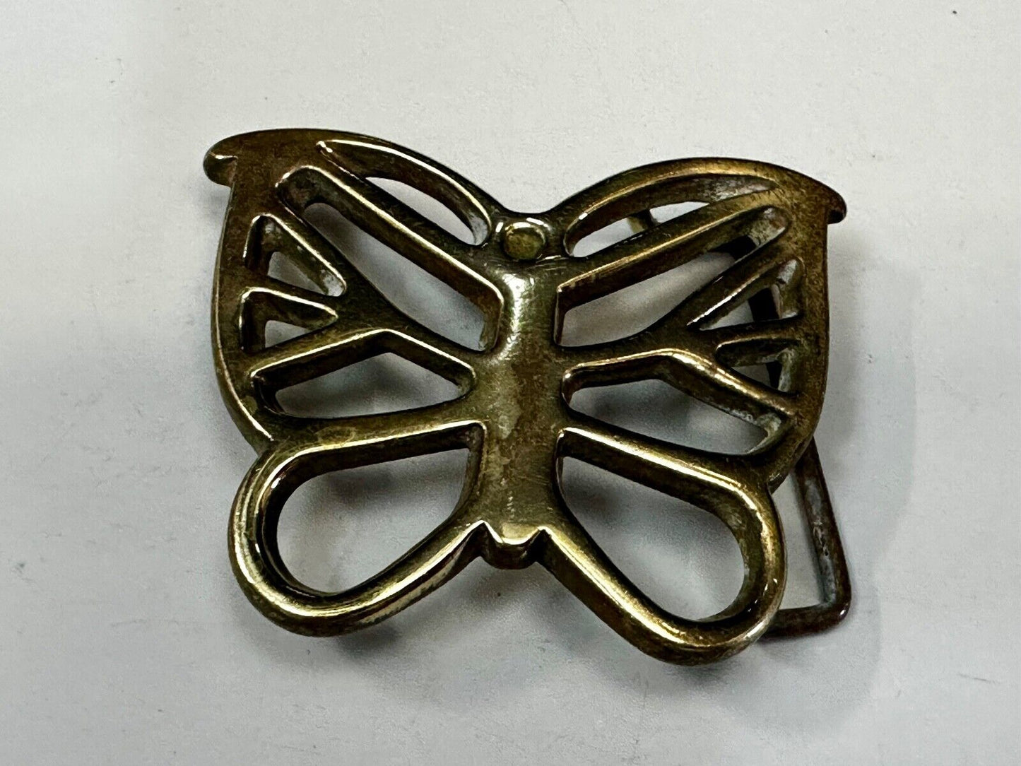 70s Butterfly Bug Insect Girl Kid Hippie Boho Animal Art Brass Vtg. Belt Buckle