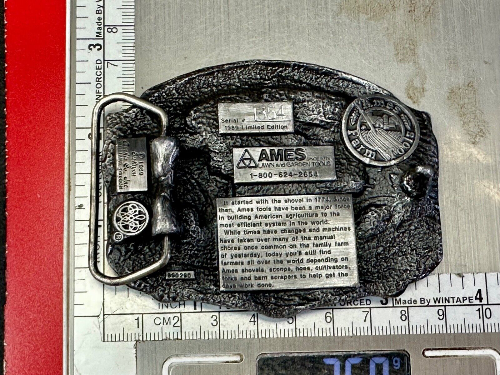 Ames Tools, helping America Grow 1989 Siskiyou Belt Buckle Lawn & garden supply