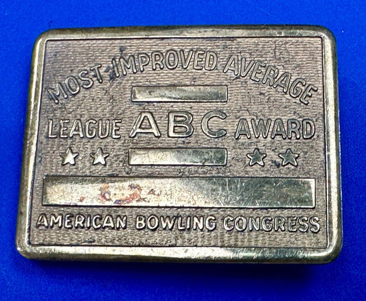 ABC Bowling League Award Vintage Belt Buckle American Congress to engrave