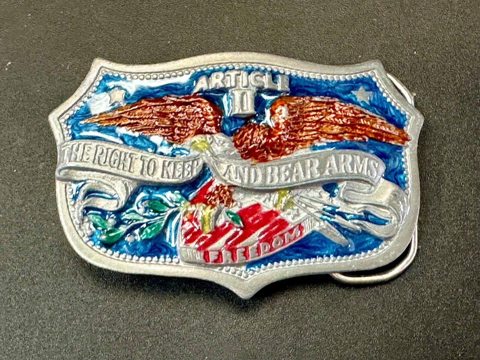 2nd amendment the right to keep and bear arms vintage 1982 belt buckle