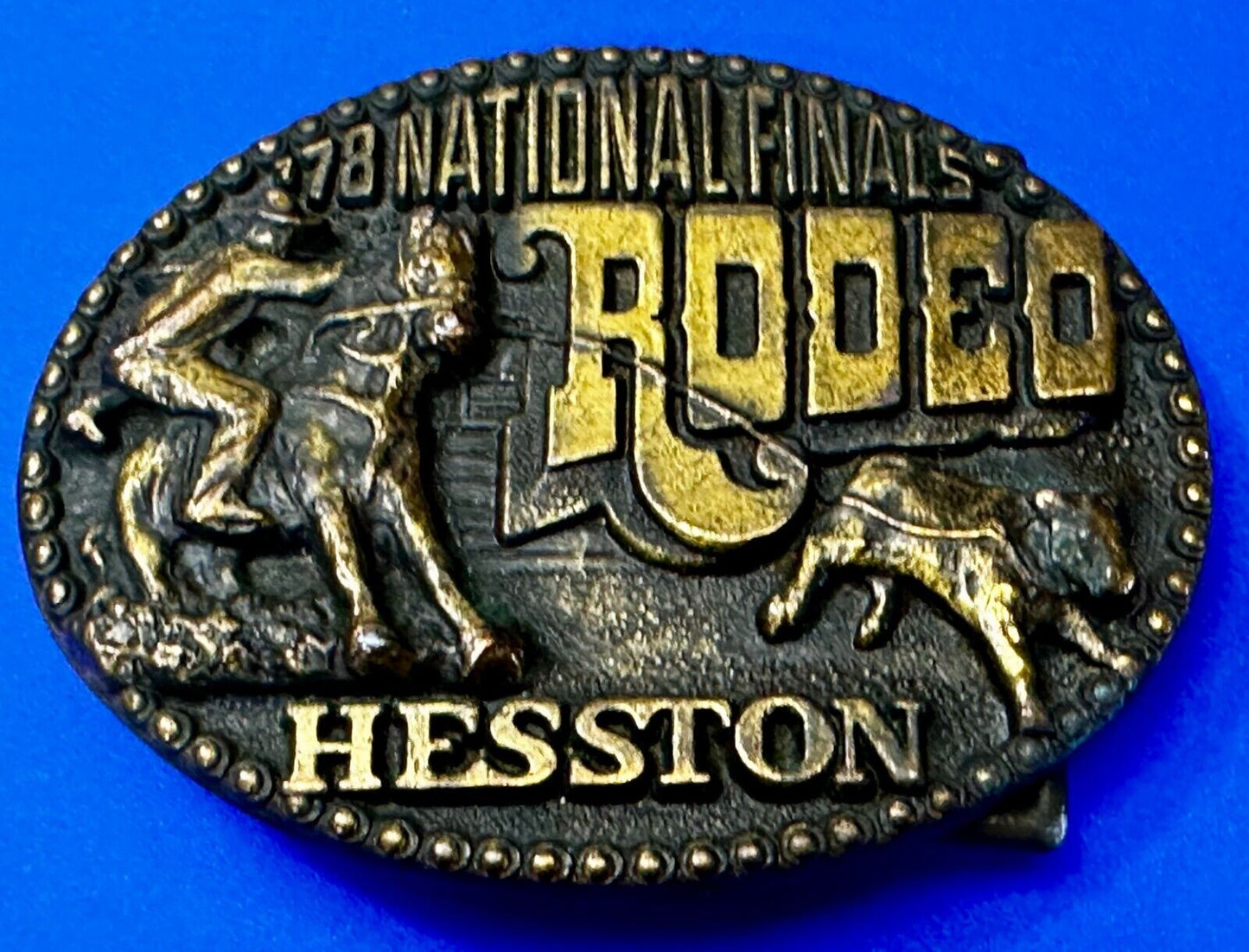 1978 Hesston National Finals Rodeo NFR Rodeo Cowboys NOS Western Belt Buckle