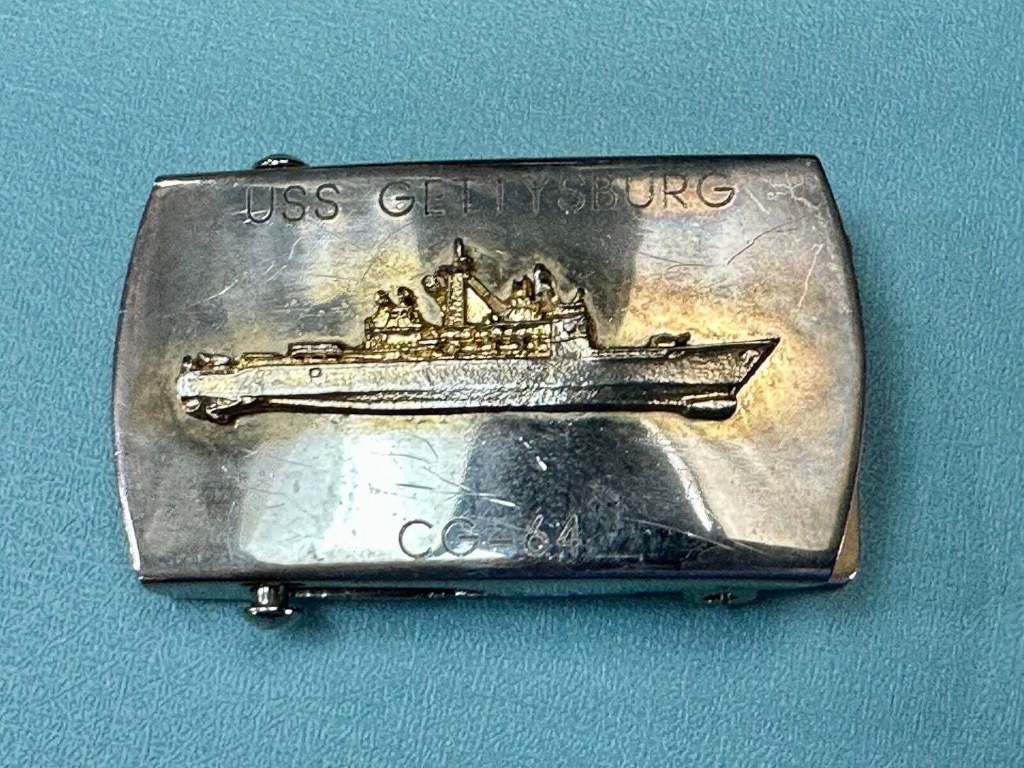 USS Gettysburg CG-64 Ticonderoga-class battleship solid brass belt buckle