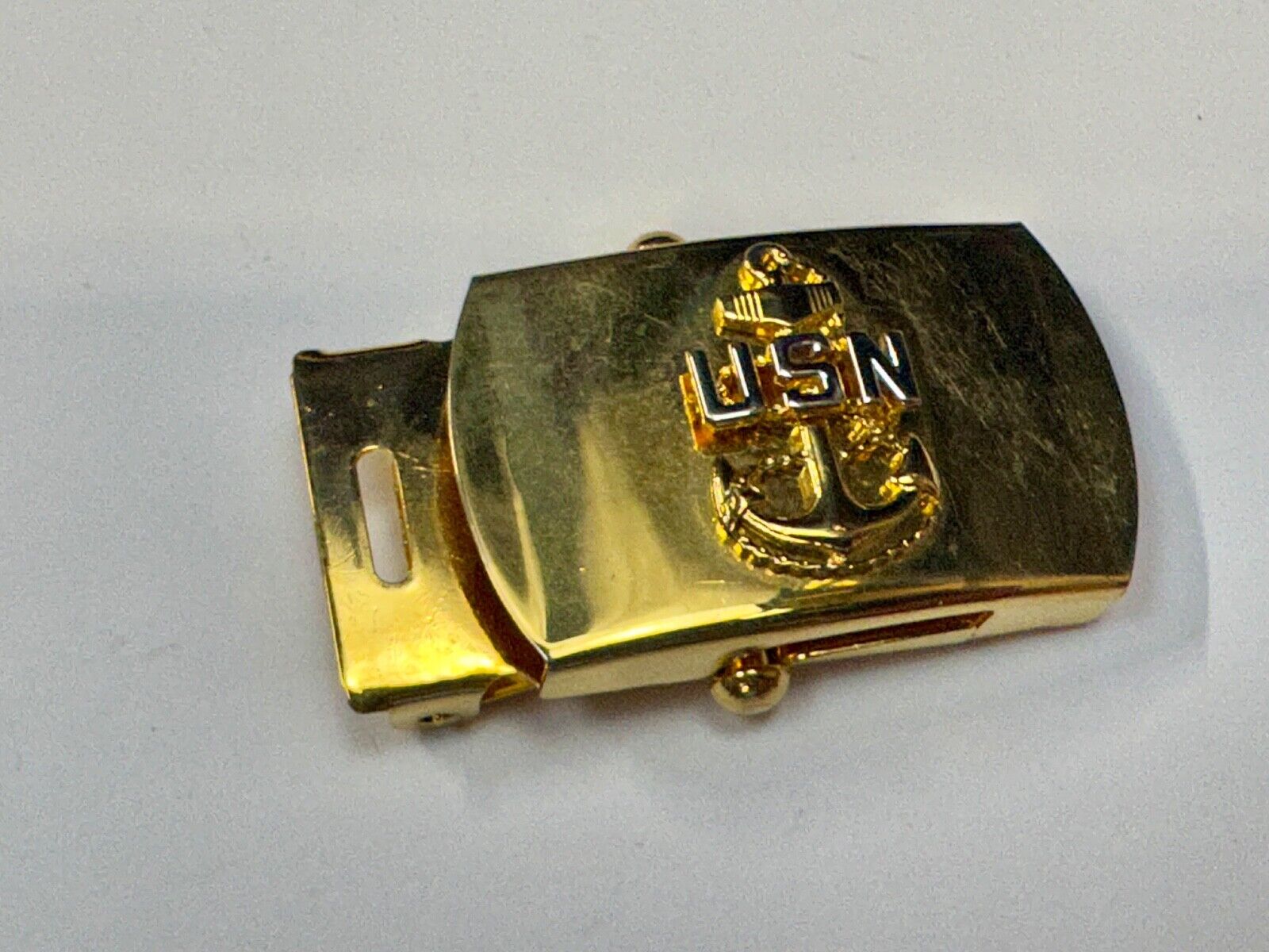 United States Navy Anchor Solid Brass Ratchet Dress Style V-21 Belt Buckle