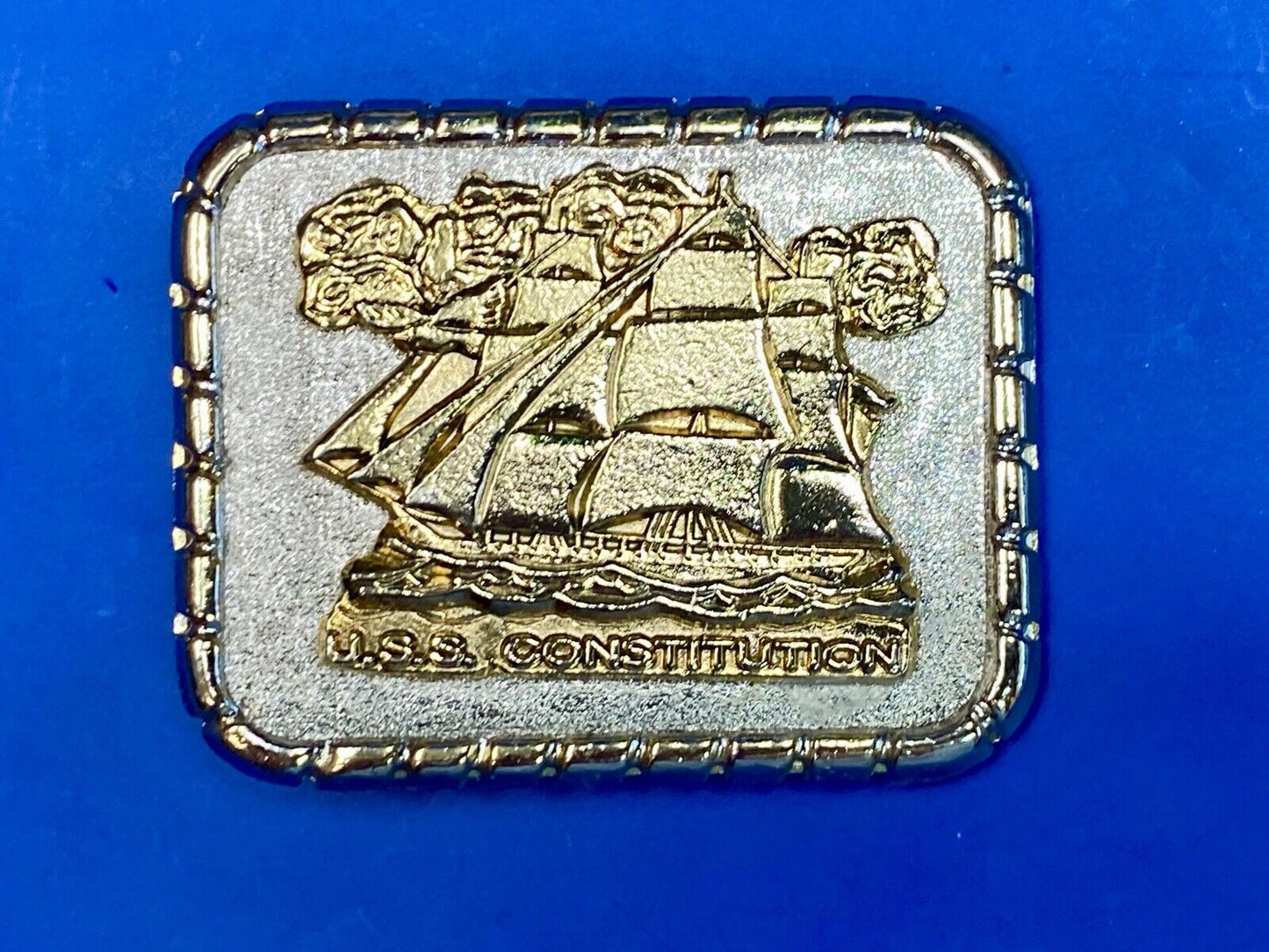 Uss Constitution Masted Ship Sailing Vintage Belt Buckle.