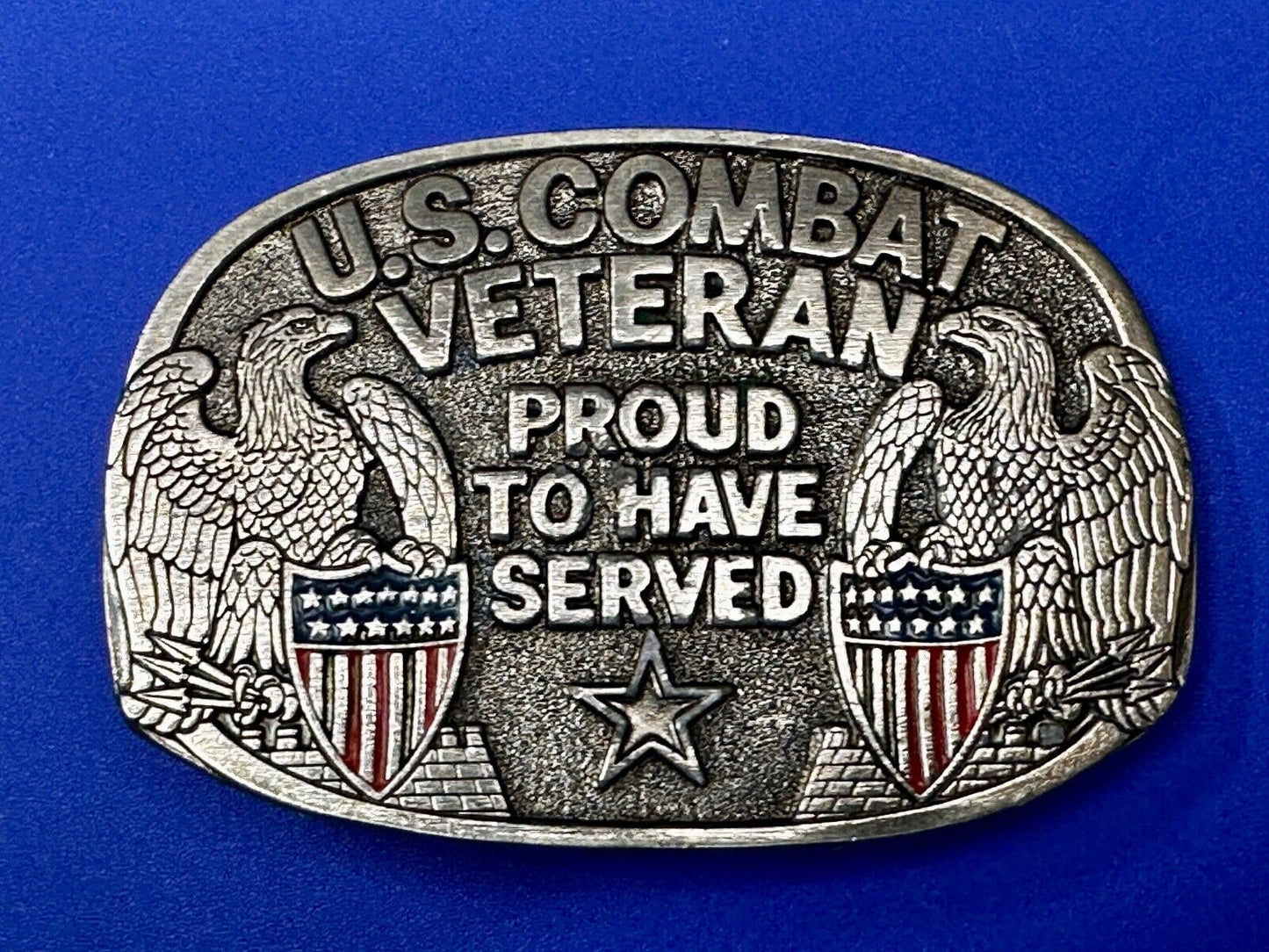 US Combat Veteran - Proud to have served our country Vintage Belt Buckle