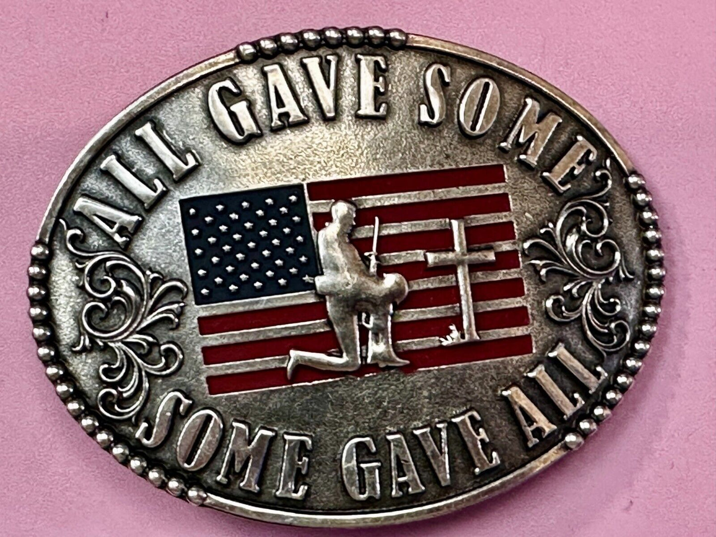 All Gave Some Some Gave All Patriotic American Veteran Commemorative Belt Buckle