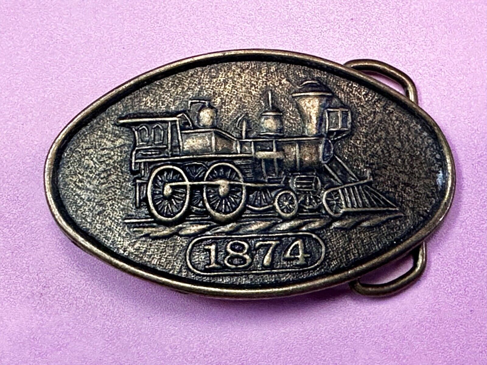 1874 Steam Engine Rail Road Railroad Train Vintage Belt Buckle