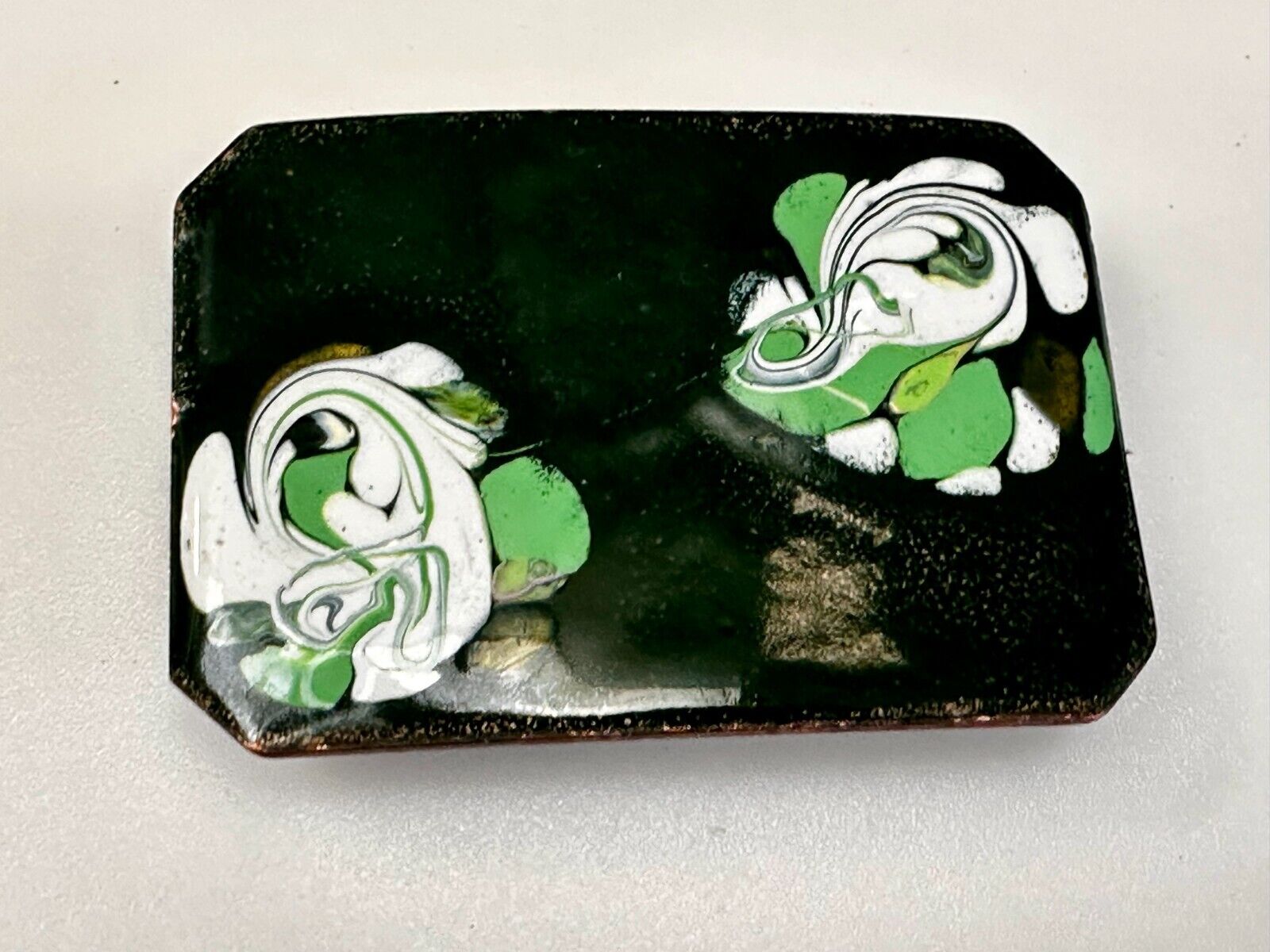 Artisan Hand Painted Abstract Flowers Enamel On Copper Belt Buckle By Wini