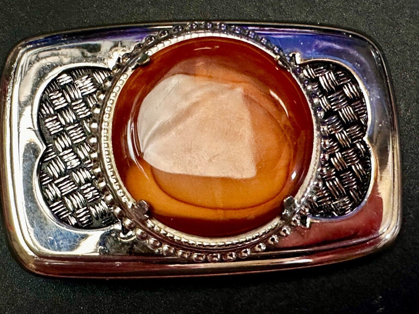 Vintage Faux Stone Belt Buckle - or Blank for your silver dollar coin Project!