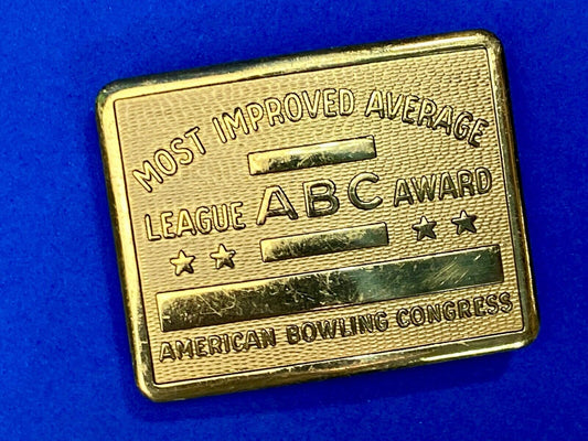 Vintage 70s AMERICAN BOWLING CONGRESS Most Improved ABC LEAGUE AWARD BELT BUCKLE