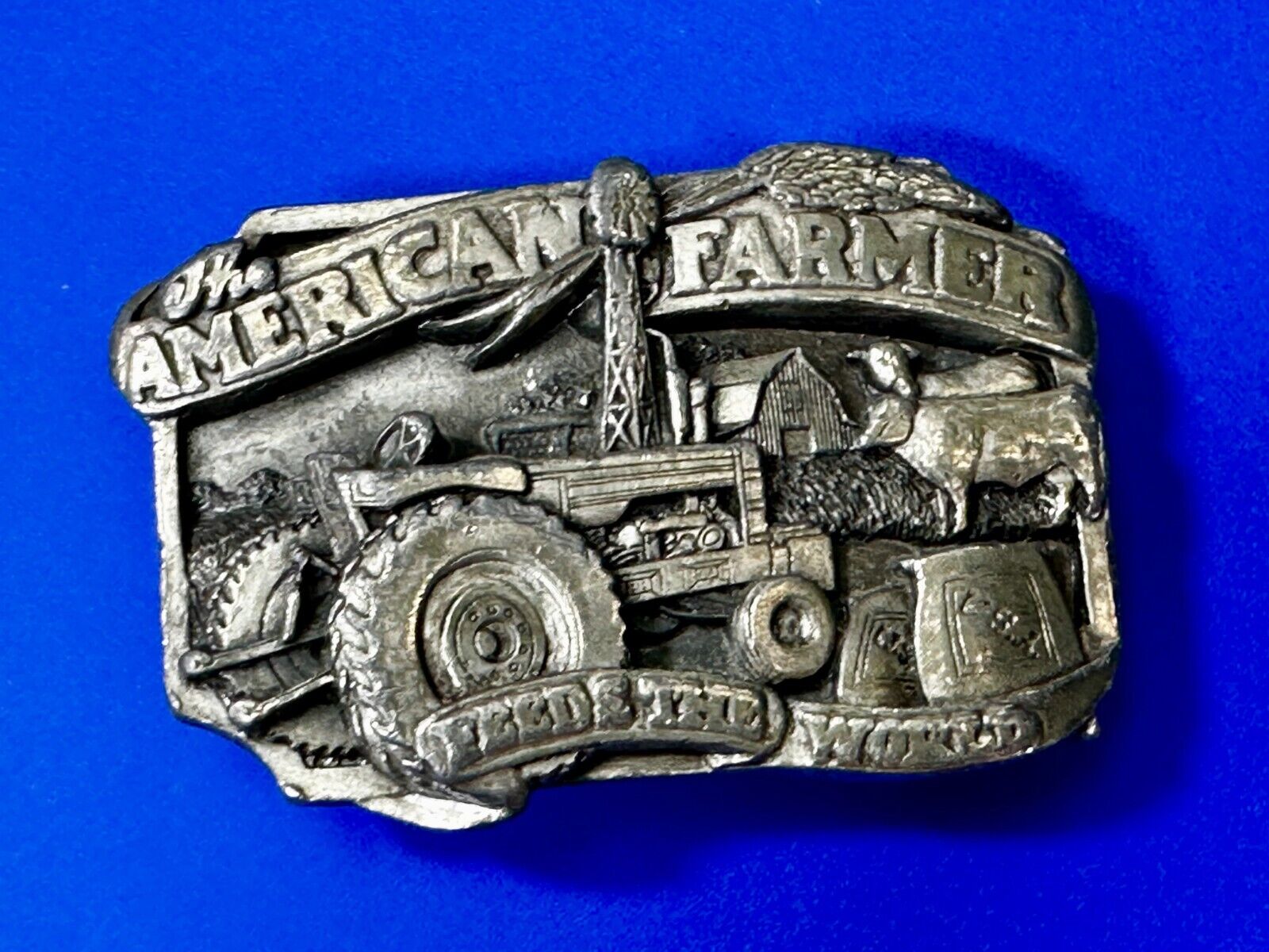 The American Farmer Feeds The World Tractor Farming Commemorative Belt Buckle