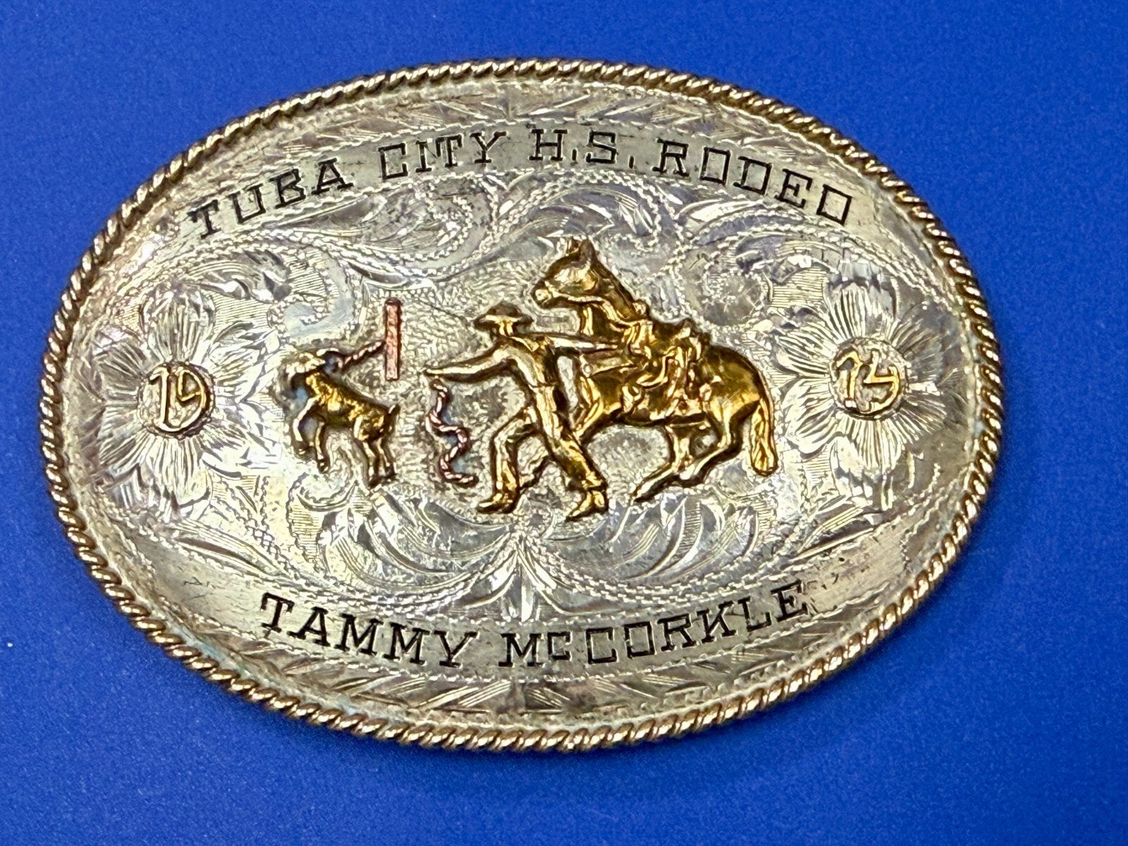 Tuba City High School Rodeo B-K Silversmiths Award Trophy Belt Buckle