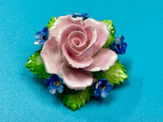 Beautiful Rose Flower Bouquet Brooch Pin Denton China Made in England