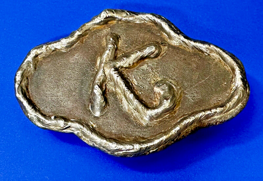 Artisan Initial Letter K  - Large Chunky Metal outlined Belt Buckle