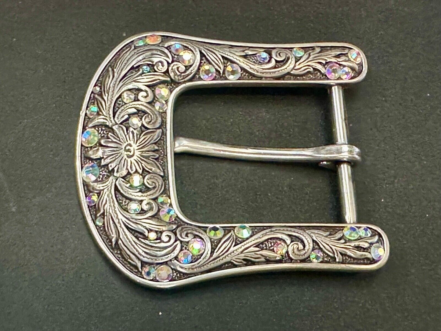 Ariat signed western ornate ranger silver tone belt buckle with Rhinestone's