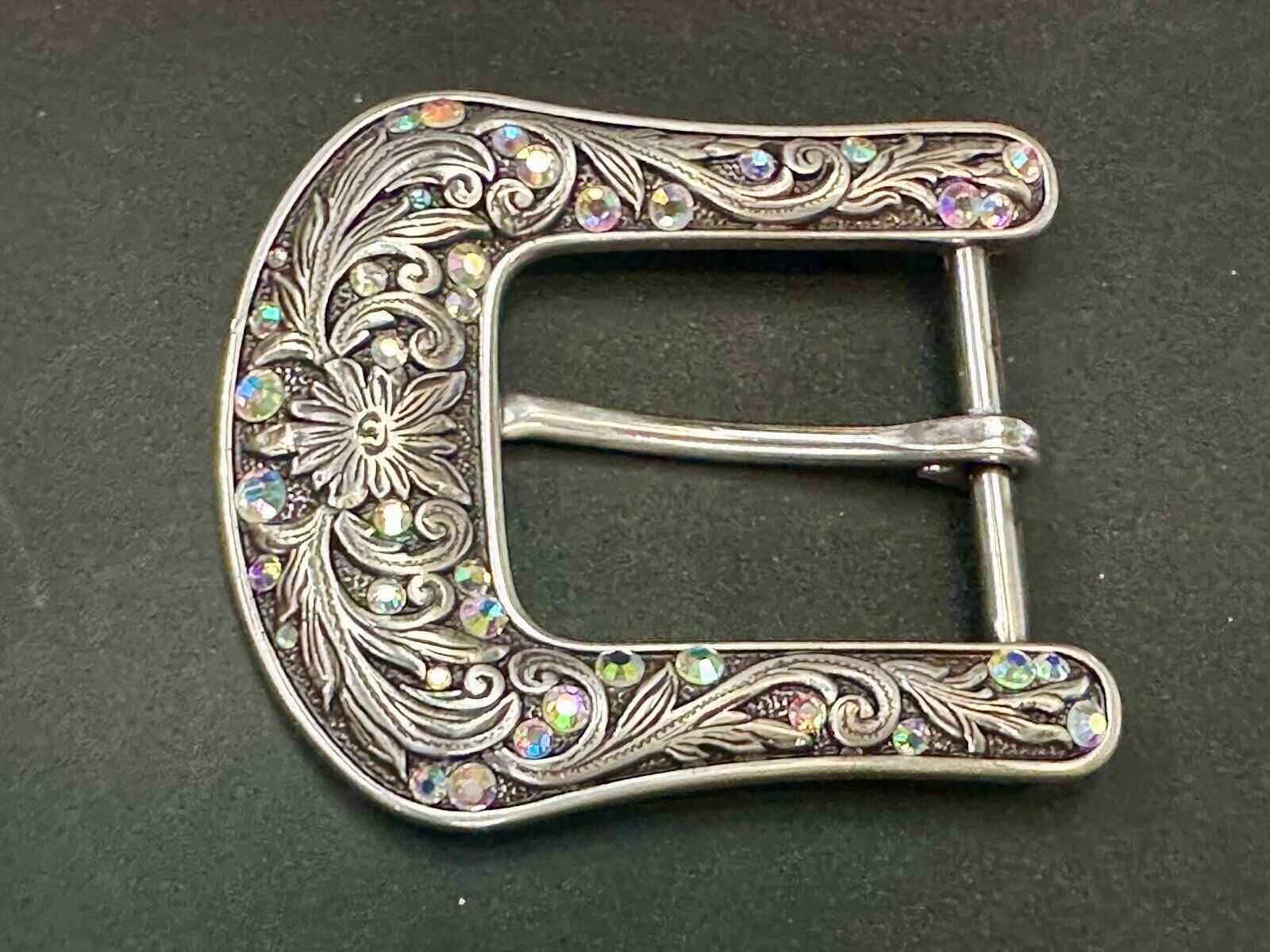 Ariat signed western ornate ranger silver tone belt buckle with Rhinestone's