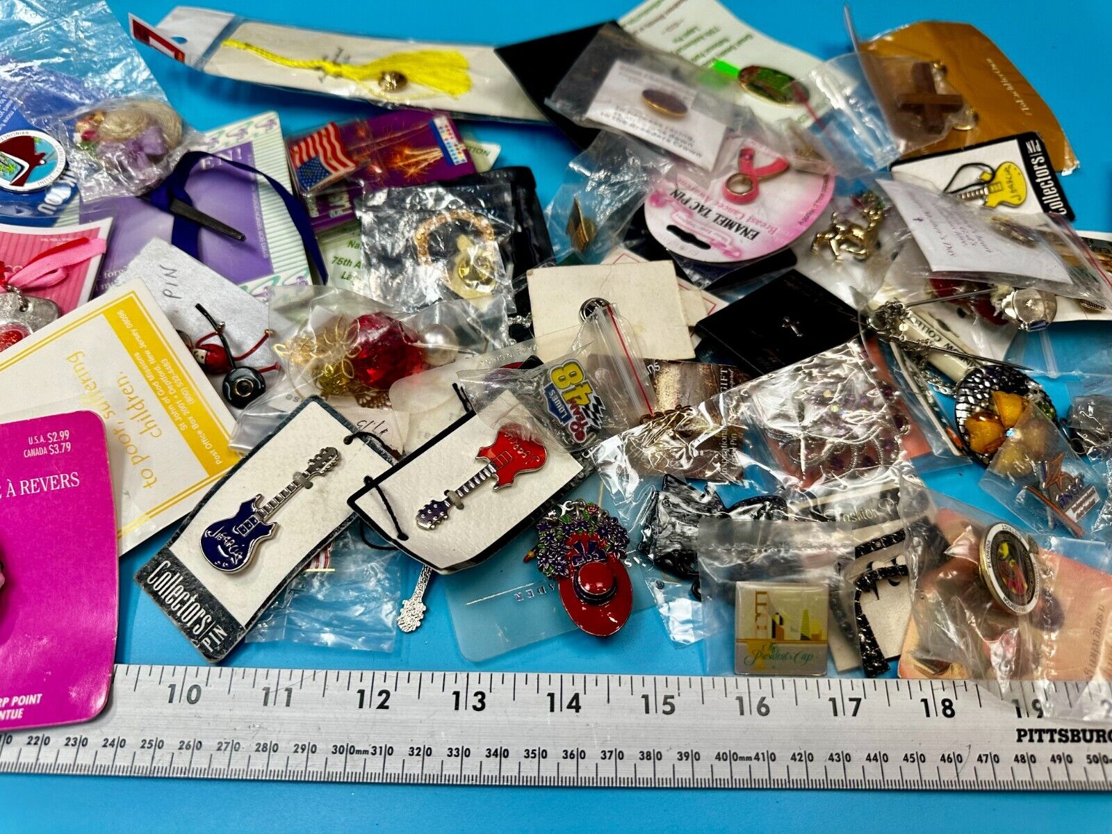 Around 50 Brooches &Pin's In Packaging Resale Bulk Lot, Junk Drawer Grab Bag