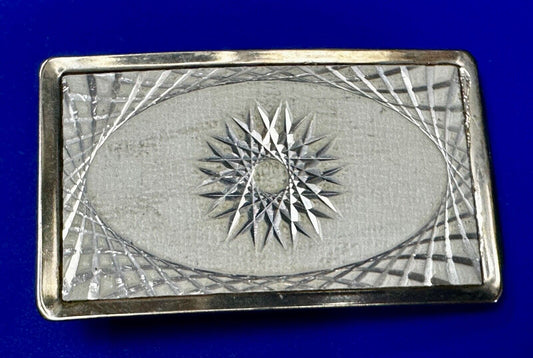 Vintage etched Starburst Swirl pattern on two tone white colored Belt Buckle