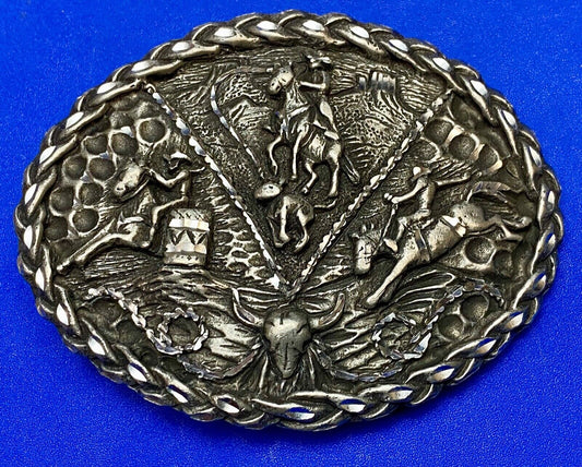 Barrel Racing, Saddle Bronc Rider, everything cowboy Vtg. EGE 1992 belt buckle