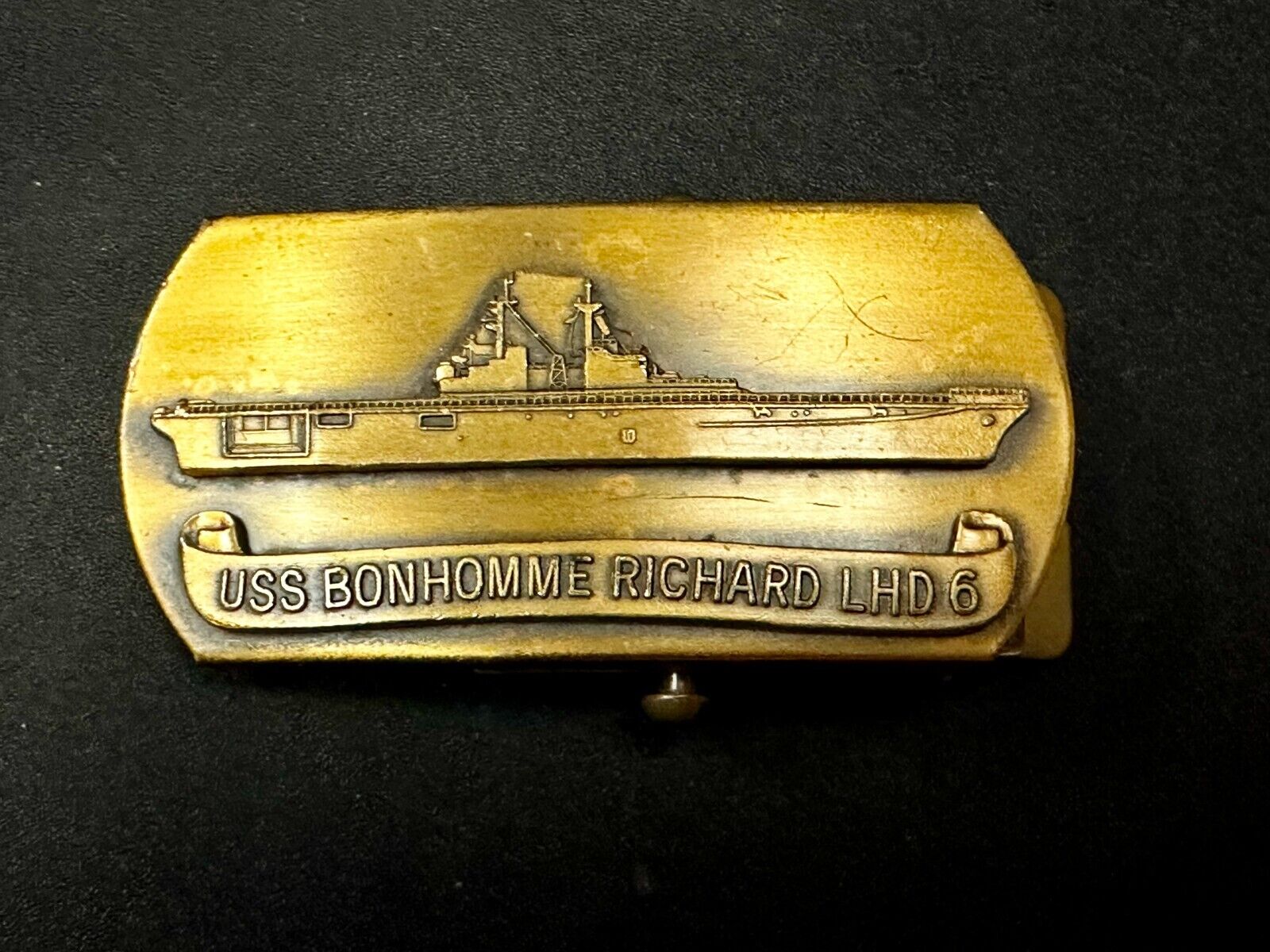USS BonHomme Richard LHD-6 Assault Ship United States Navy Brass Belt Buckle