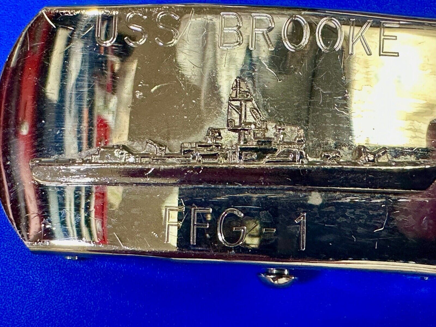 USS Broke FFG  - guided missile frigate United States Navy boat belt buckle