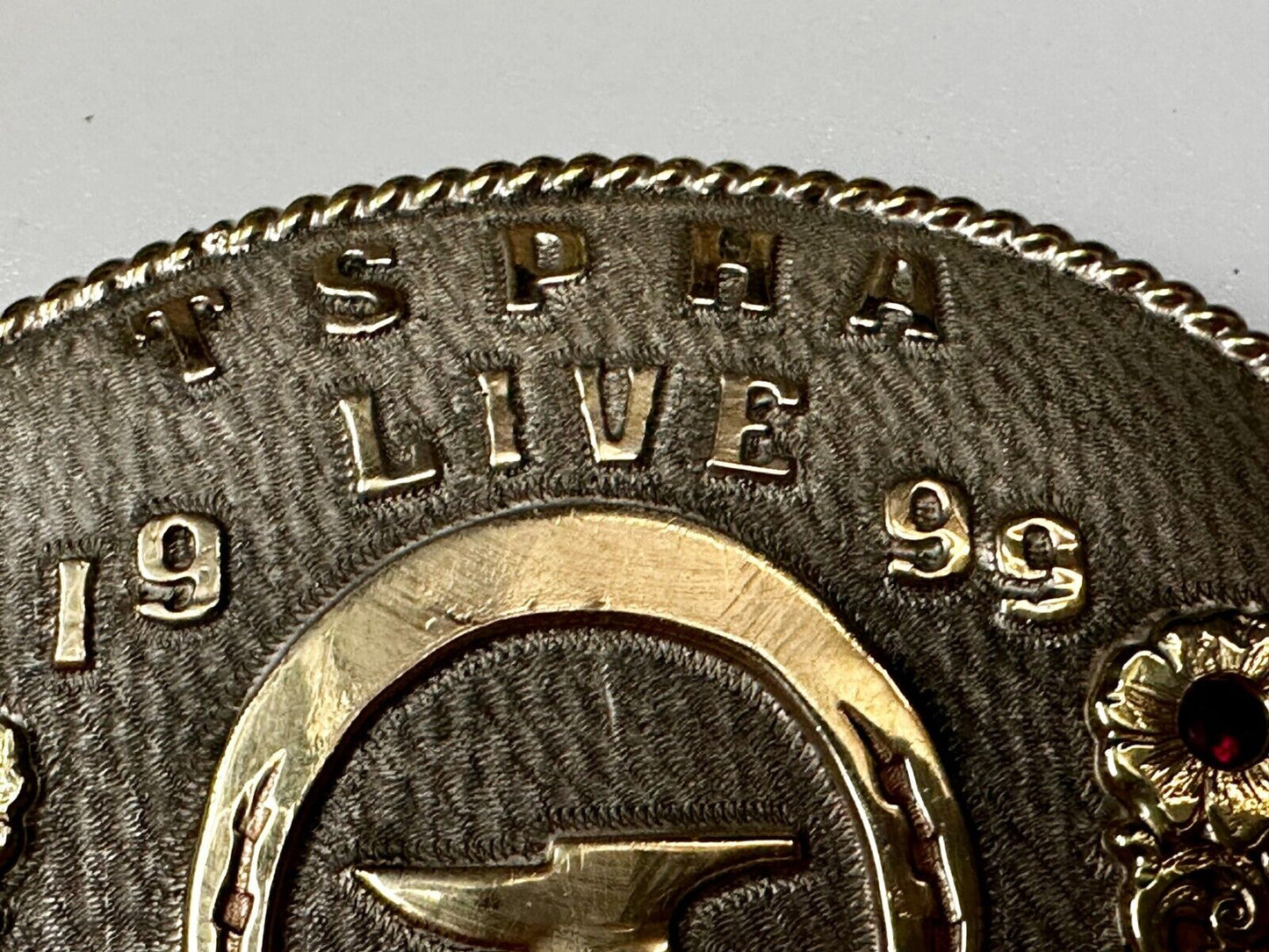 TSPHA Horse Texas Saddlebreds Shoeing 1999 Live Trophy RARE!  A E Belt Buckle