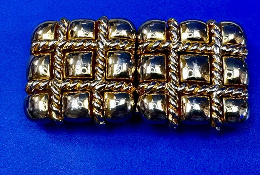 Tic Tax Toe Square Two Piece Interlocking Gold Tone Vintage Paquette Belt Buckle
