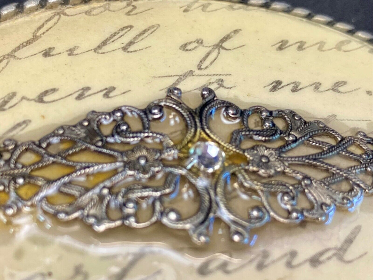 Vintage Ivan Oval Words Poem Belt Buckle With Gold Tone Centerpiece Belt Buckle