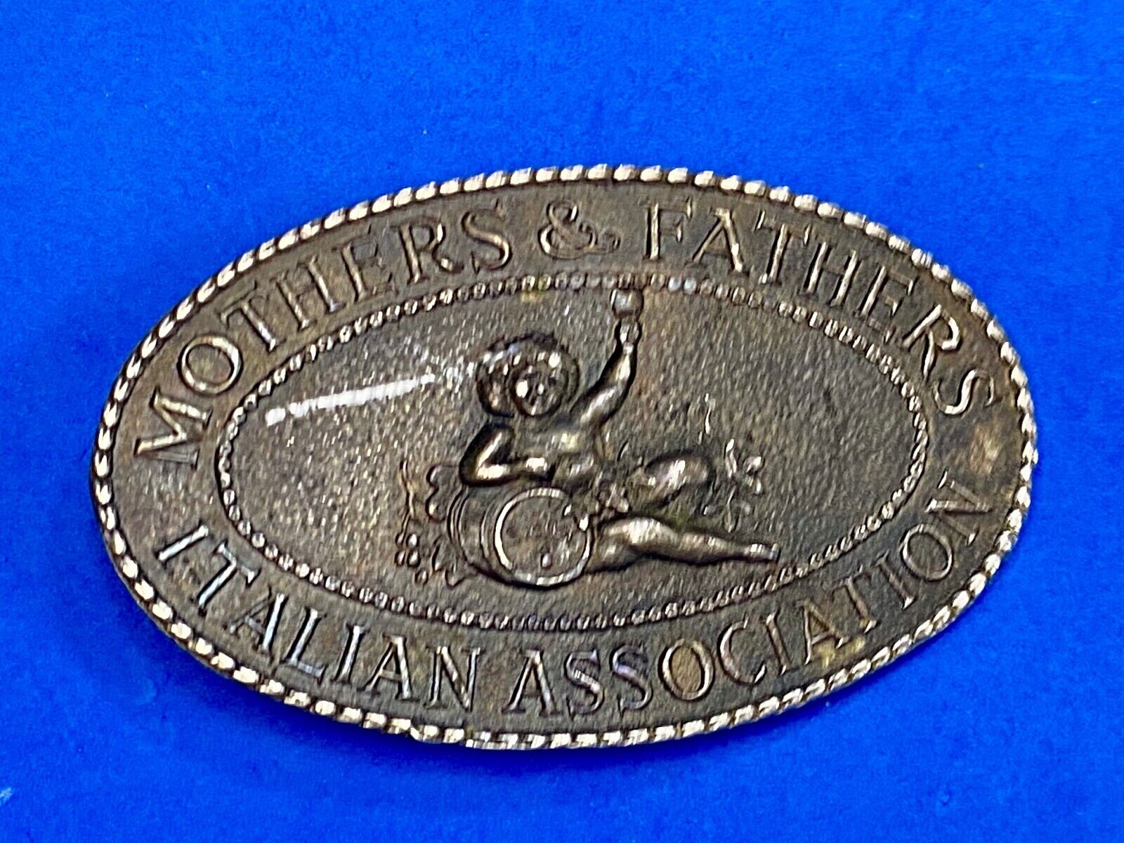 Vintage 1970's rare Belt Buckle Mother's & Father's Italian Association Sicily 