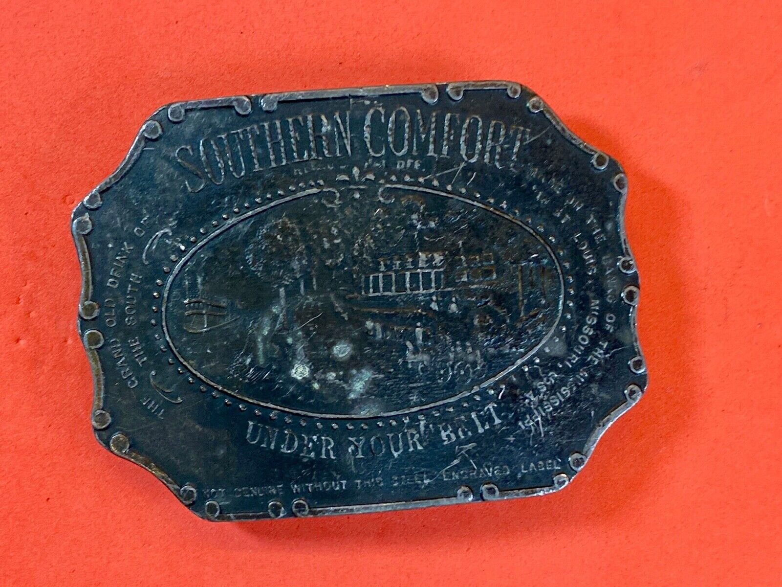 Vintage 70S Southern Comfort "Under Your Belt" Belt Buckle Brass Whiskey