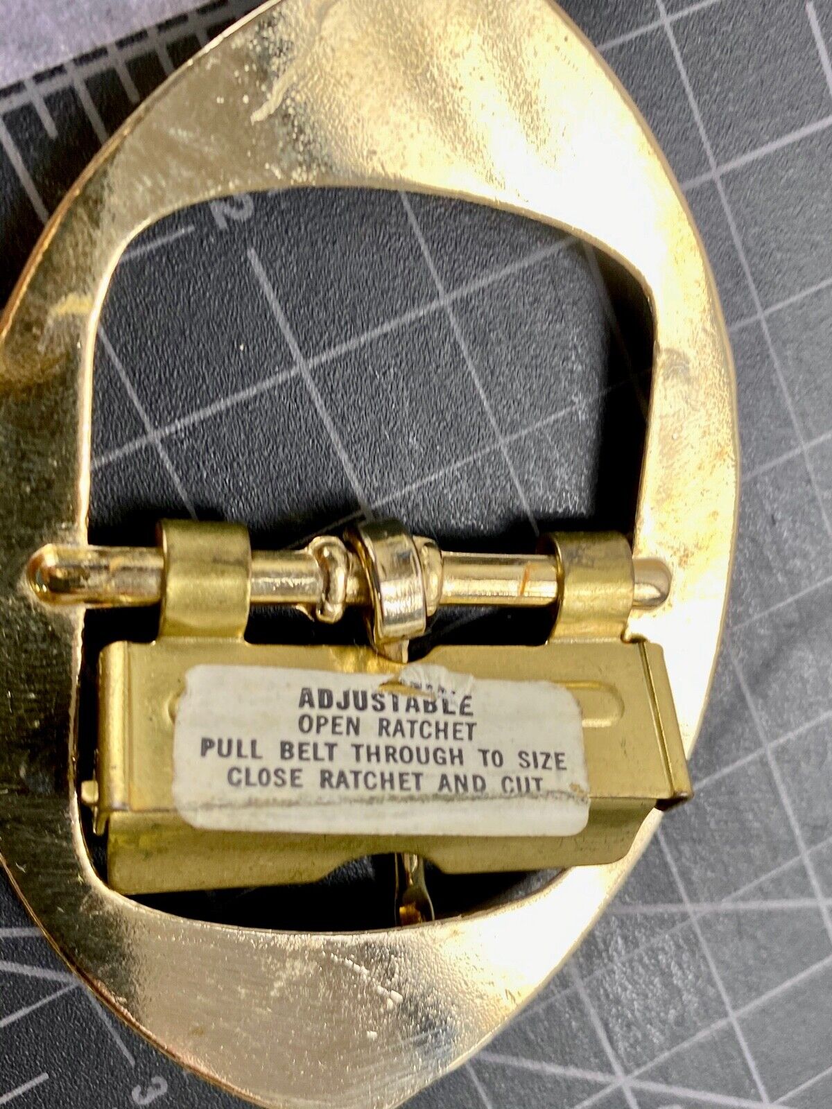 Vintage Gold Tone Open Style Adjustable Open Rachet Belt Buckle 