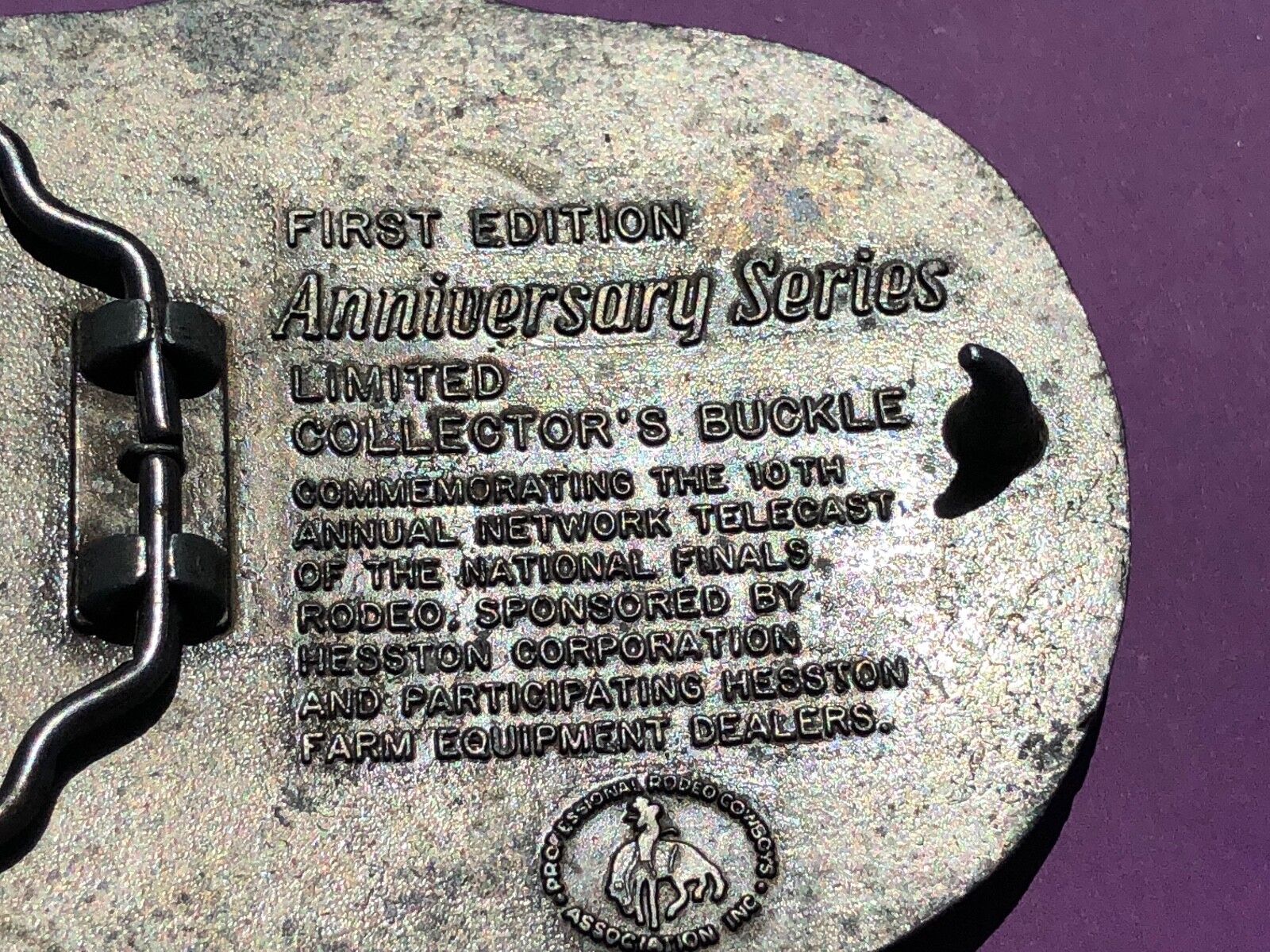 1983 25th Anniversary Series  Hesston National Finals Rodeo Belt Buckle 3.5x3"