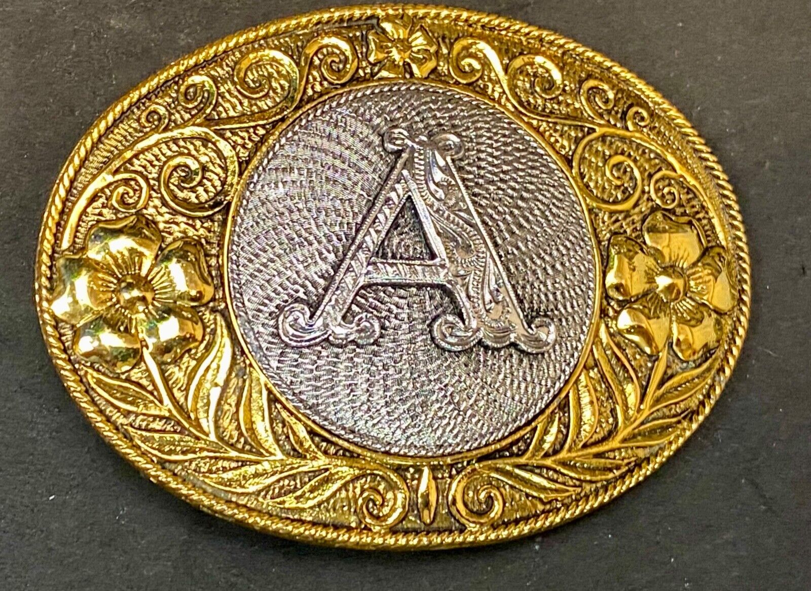Vintage Letter Initial Monogram A Western Belt Buckle   - E Makers Mark