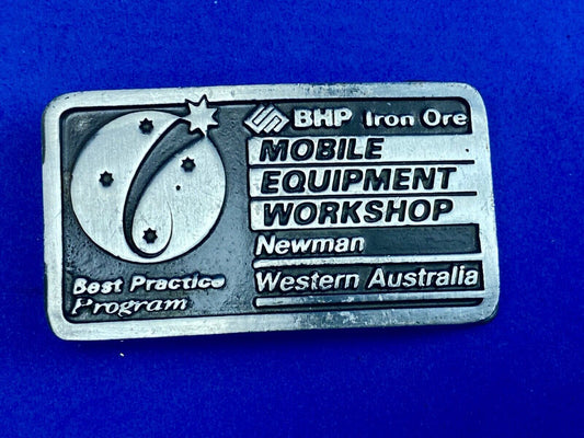 BHP Iron Ore  Mobile Equipment Workshop  Newman, Western Australia belt buckle 