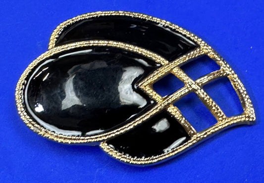 Black Enamel on gold tone  80s USA Day-Lor scarf belt slide buckle