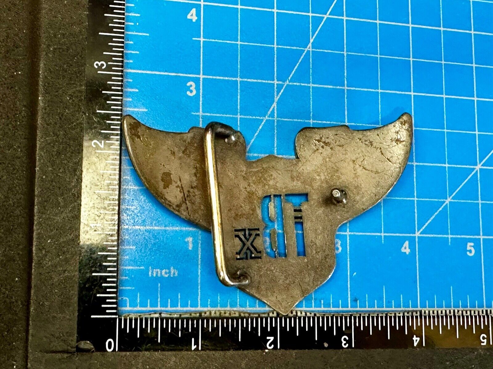 TBX Winged Bomb Vintage Silver Tone Cutout Belt Buckle