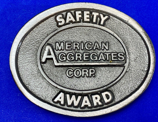 American Aggregates Vintage Safety award belt buckle by Hit-Line USA
