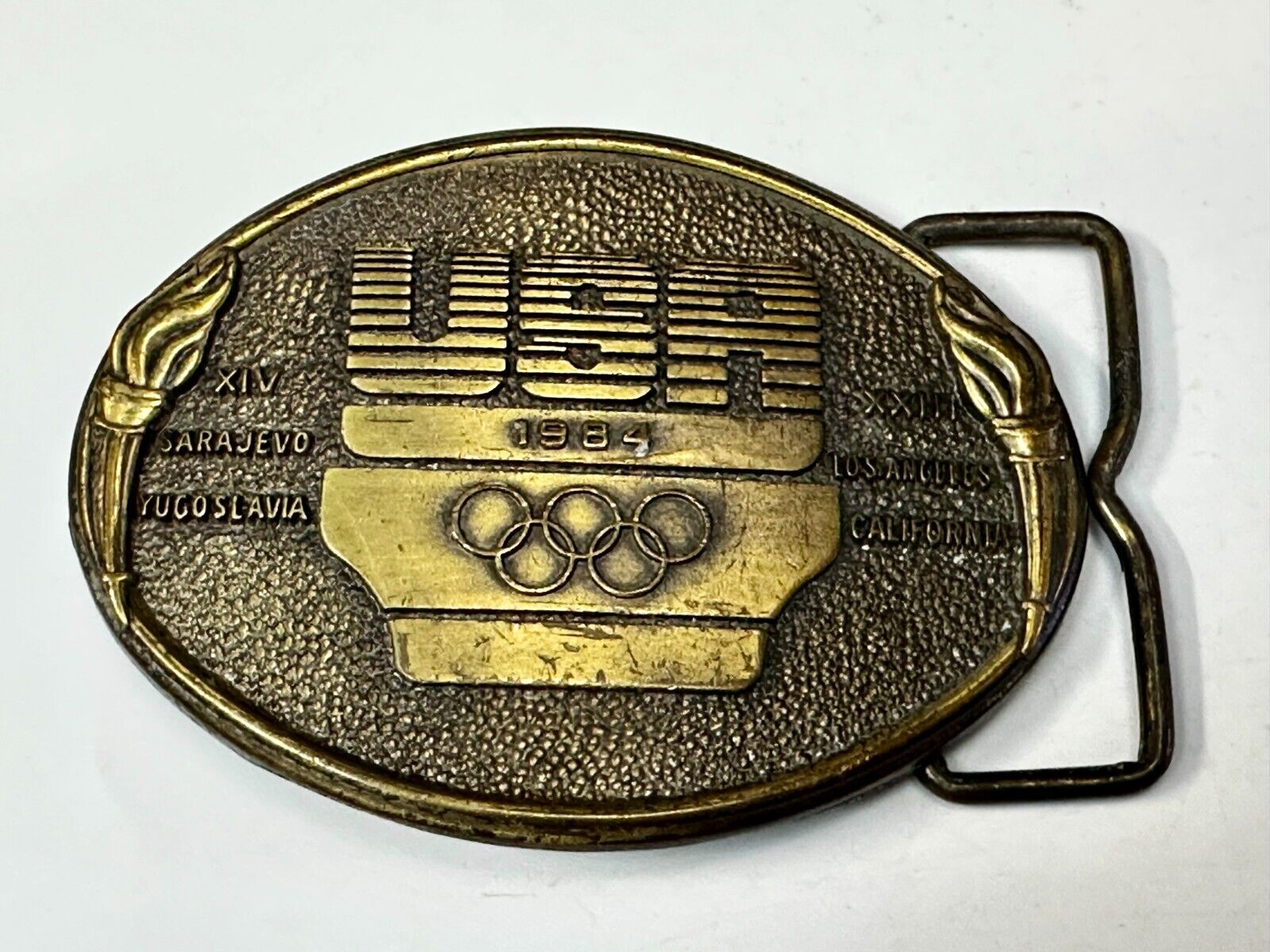 1984 USA Olympics Los Angeles California Vintage Commemorative Belt Buckle