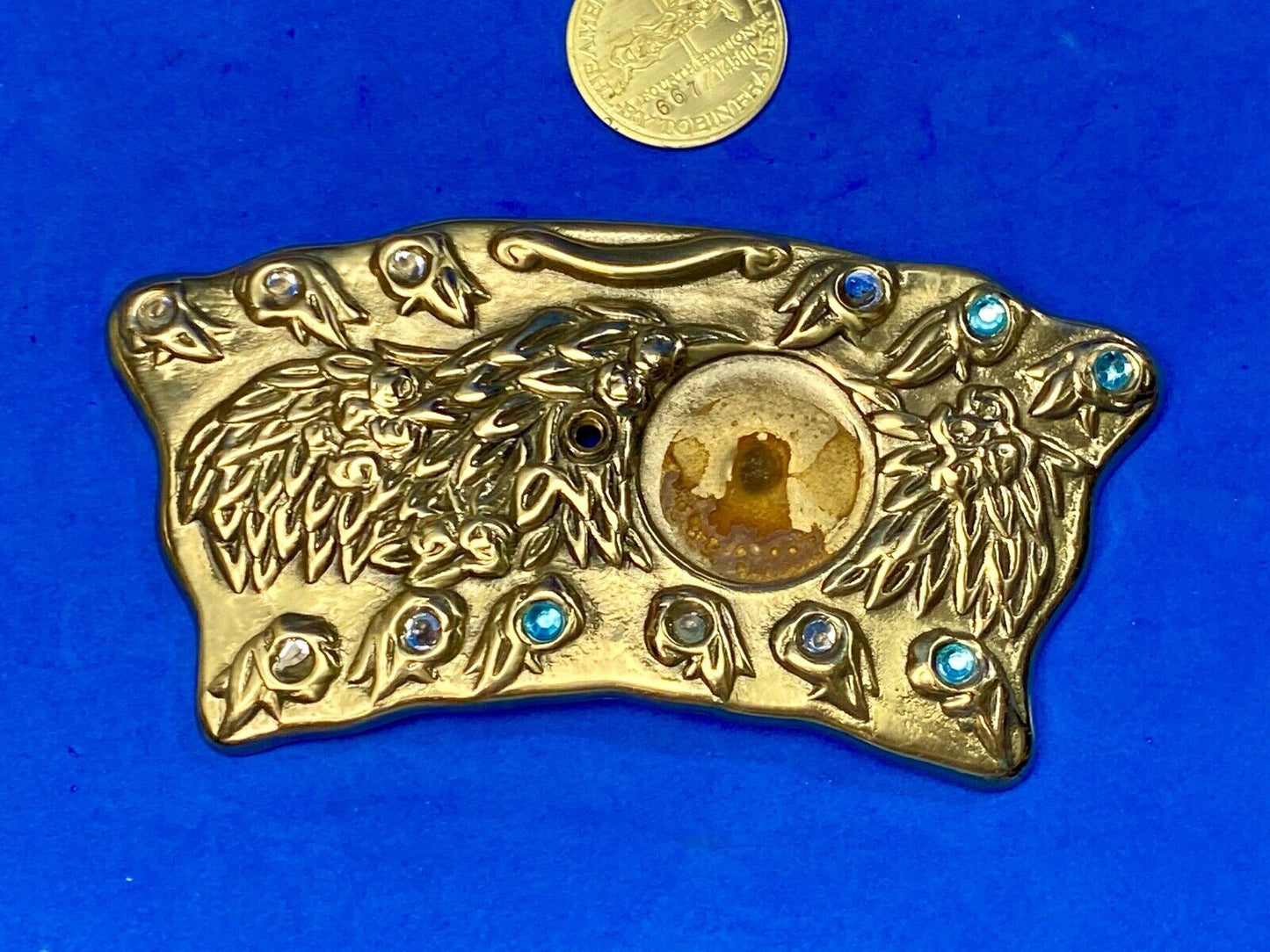 American Carousel 4th coin collectors centerpiece Large gold tone belt buckle