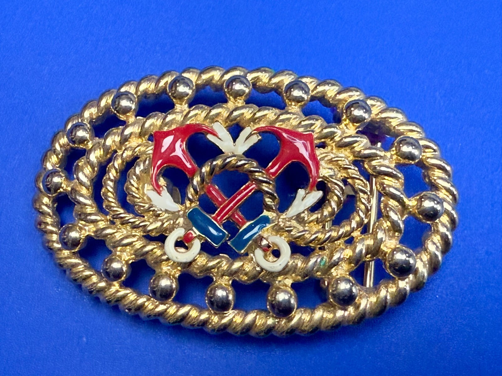 Anchor Rope Nautical Theme See-Trough Gold Tone 1987 Mimi Di N  Belt Buckle
