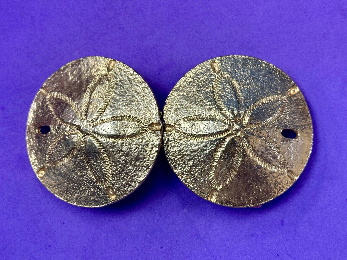 Two piece interconnecting Sand Dollars  vintage belt buckle by Mimi Di N