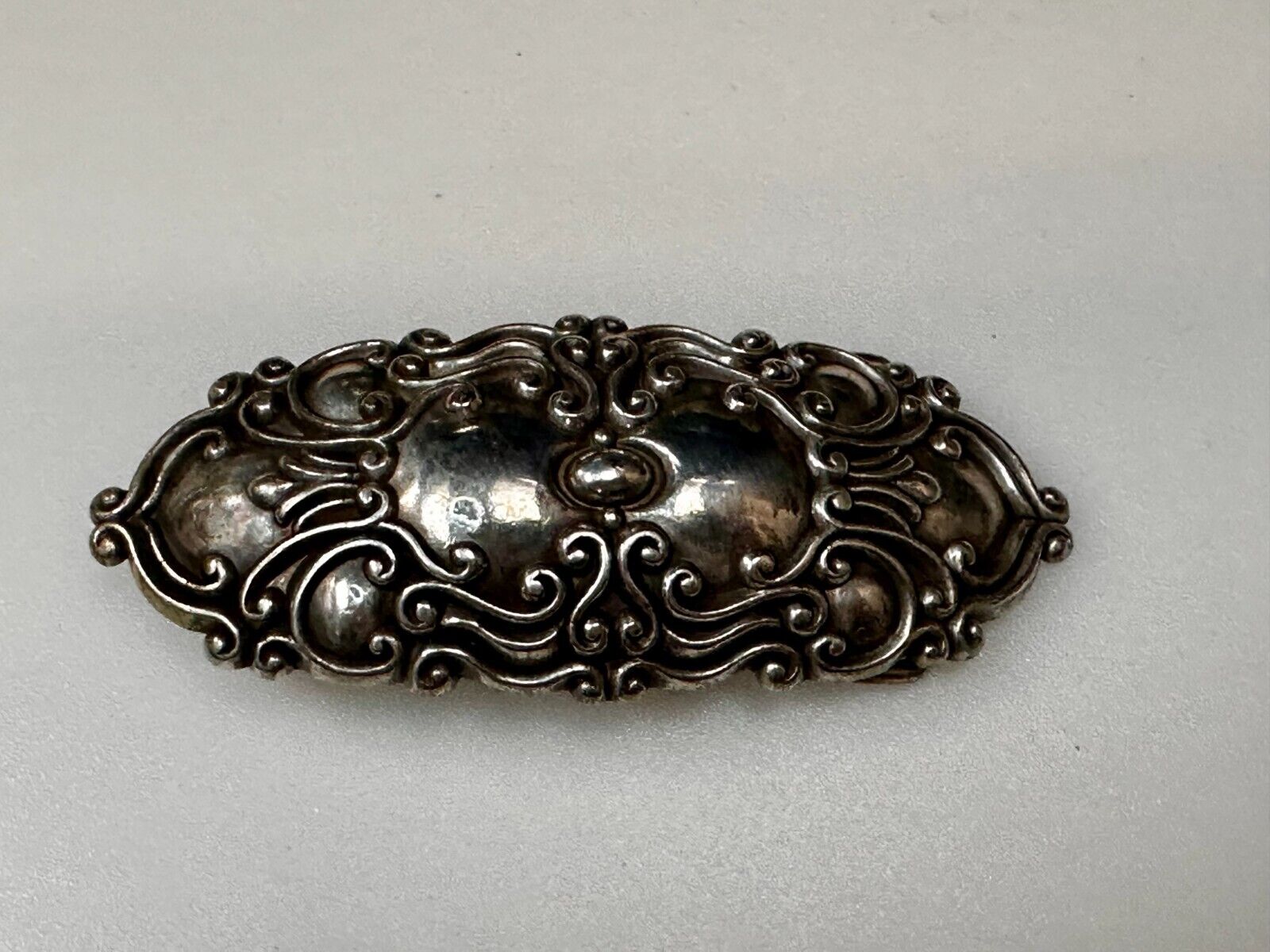 Victorian Art Style Floral Theme Silver Tone Vintage 1997 Belt Buckle