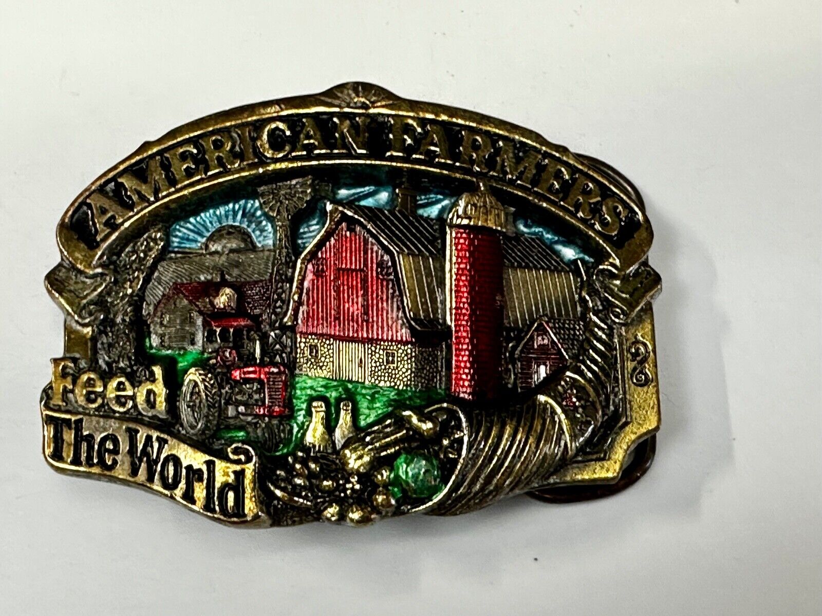 American farmers feed the world Vintage 1984 The Great American Belt Buckle Co