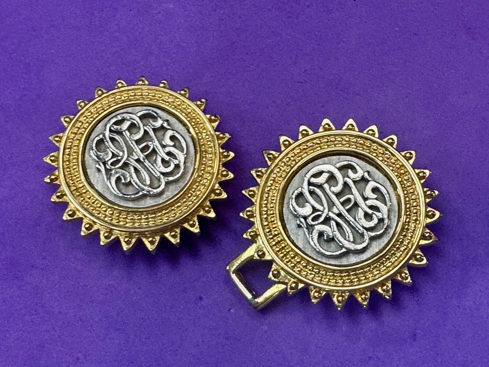 Two piece interconnecting vintage two tone belt buckle By Paquette