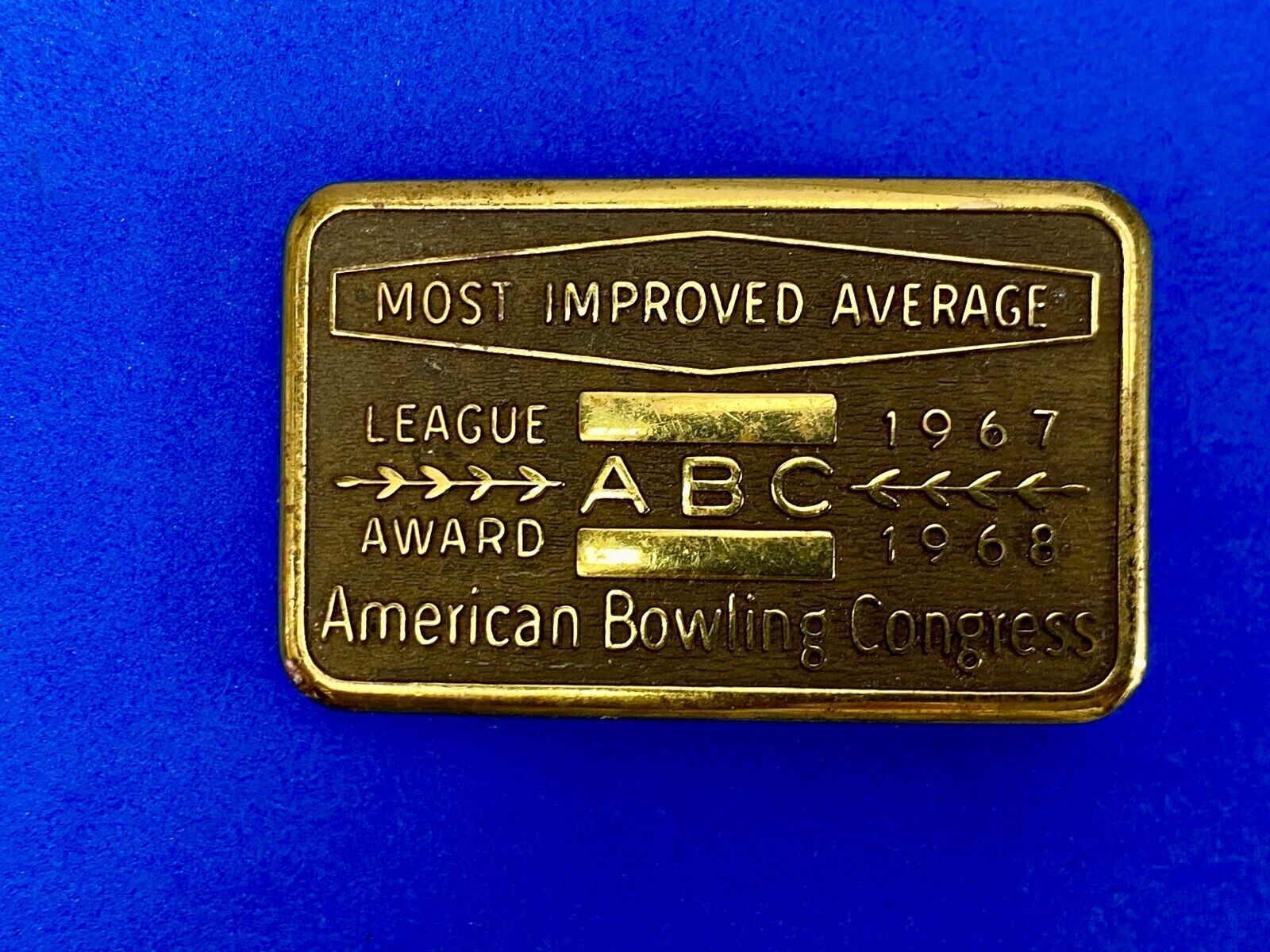 Abc Bowling Bowler's Blank Most Improved Average Award 1967  68 Belt Buckle