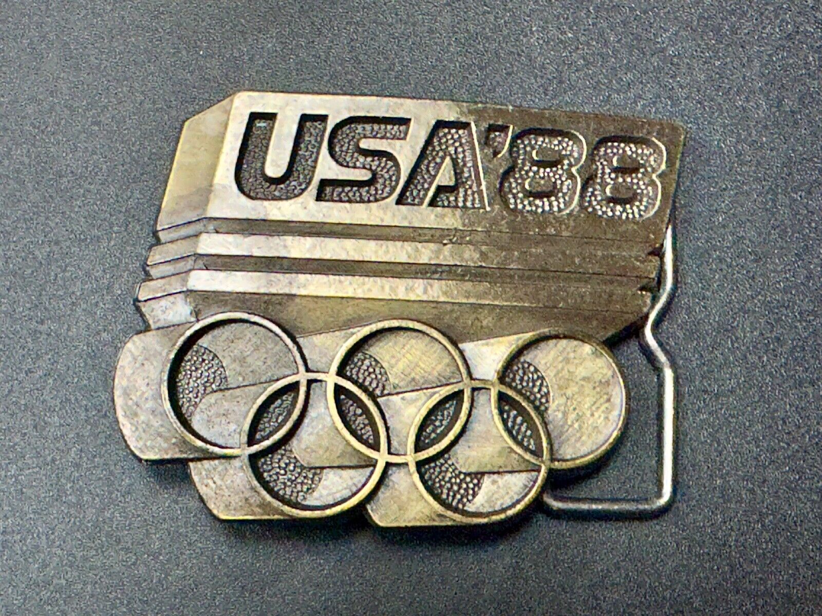 USA Olympic Games 1988  Five Ring Emblem logo belt buckle